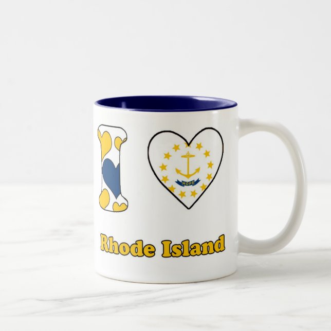 Tasse 2 Couleurs J'aime Rhode Island (Droit)