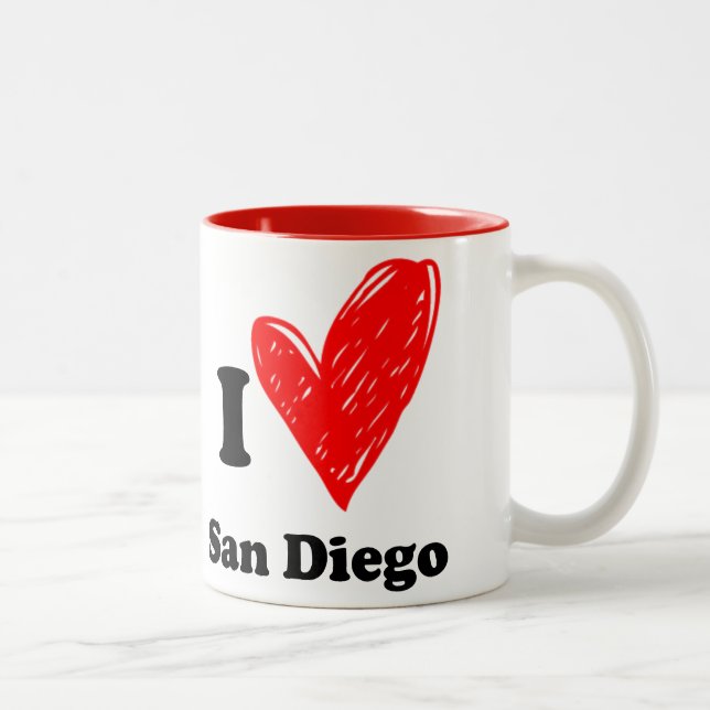 Tasse 2 Couleurs J'aime San Diego (Droit)