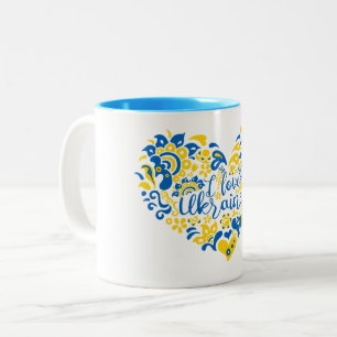 Tasse 2 Couleurs J'aime Ukraine inspiration citation coeur café Mu