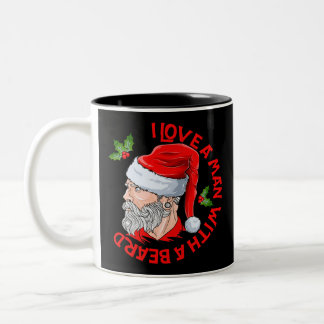 Tasse 2 Couleurs J'Aime Un Homme Avec Une Barbe Hipster Père Noël