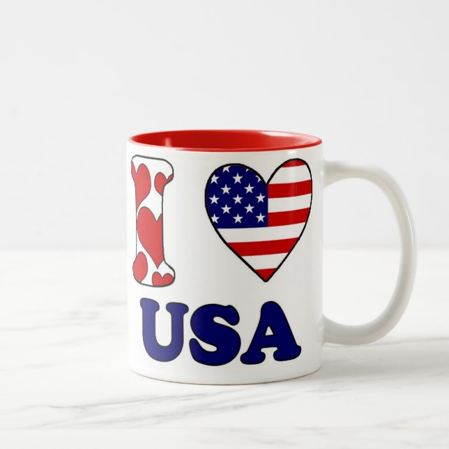 Tasse 2 Couleurs J'aime USA (Droit)
