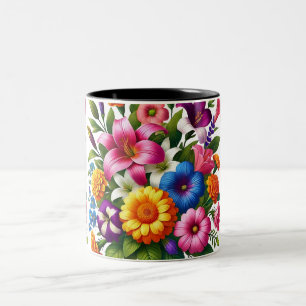 Tasse 2 Couleurs Jardin aux fleurs de Zinnias et Cosmos - Gaie a