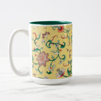 Tasse 2 Couleurs Jardin de pivoine rose asiatique sur Pastel Butter
