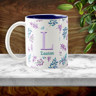 Tasse 2 Couleurs Jardin Floral Aquarelle Joli Personnalisé
