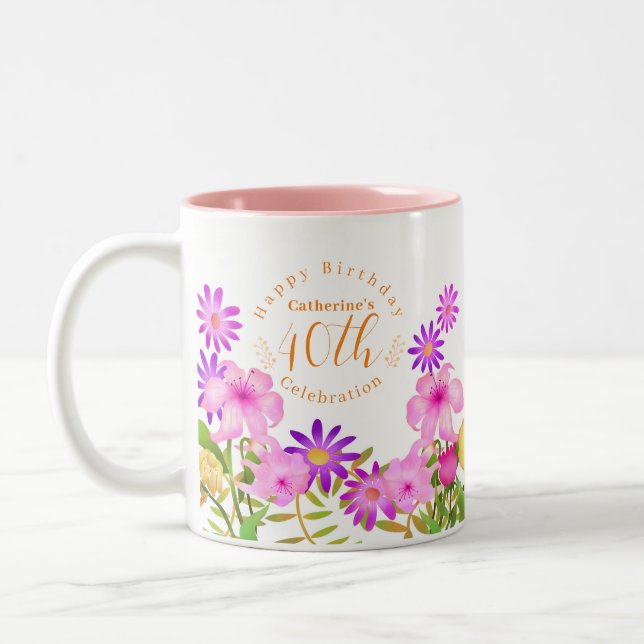 Tasse 2 Couleurs Jardin floral blanc (Gauche)