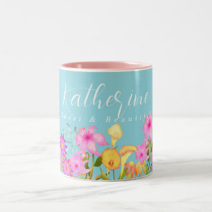 Tasse 2 Couleurs Jardin Floral Turquoise