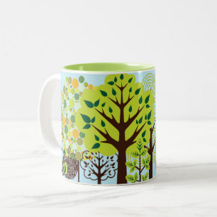 Tasse 2 Couleurs Jardin forestier moderne Art vert