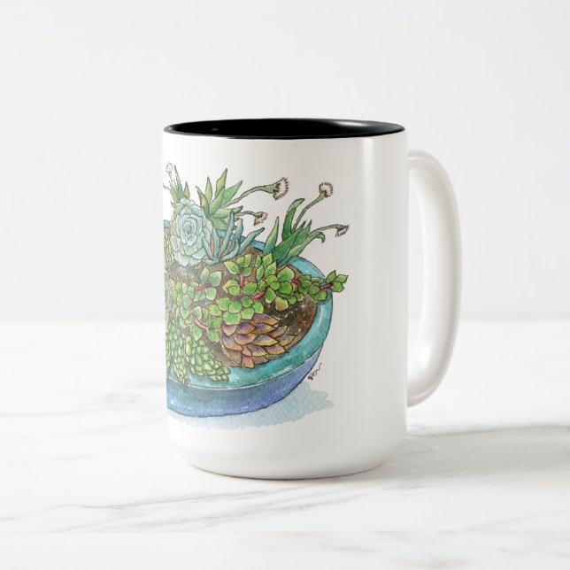 Tasse 2 Couleurs Jardin rond Succulent (Devant droit)