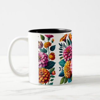Tasse 2 Couleurs Jardin vibrant fleurit Design floral