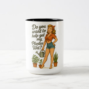 Tasse 2 Couleurs Jardinier Pin-Up Impertinent Design de Plantes Pun