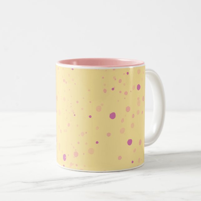 Tasse 2 Couleurs Jaune avec taches roses (Devant droit)