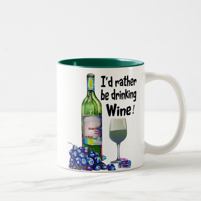 Tasse 2 Couleurs Je boirais plutôt du vin ! Cadeaux humoristiques (Droit)