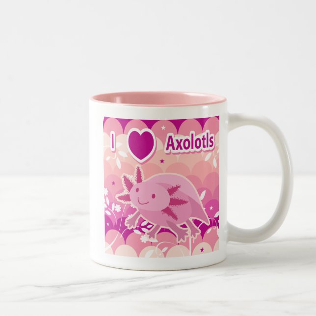 Tasse 2 Couleurs "Je conception rose d'Axolotl aime Axolotls" (Droit)