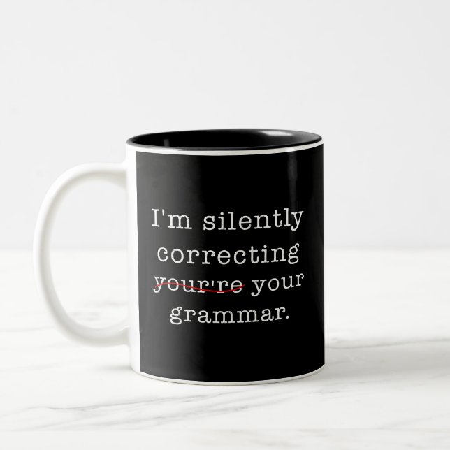 Tasse 2 Couleurs Je corrige ta grammaire en silence (Gauche)
