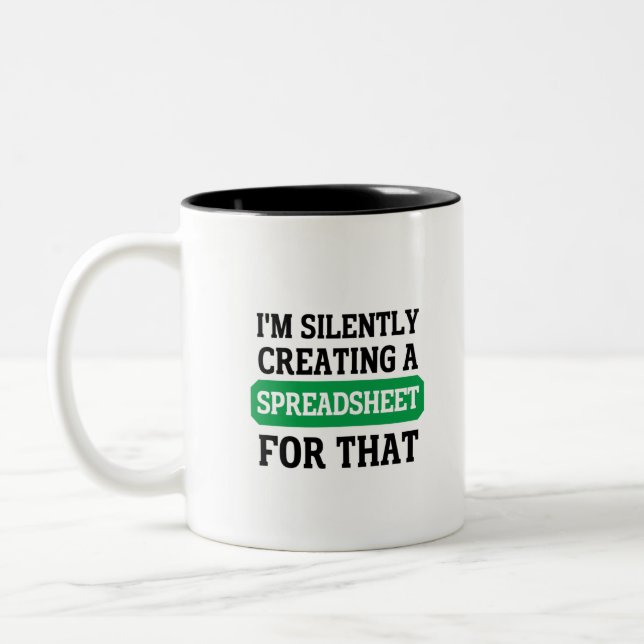 Tasse 2 Couleurs Je crée silencieusement une feuille de calcul pour (Gauche)