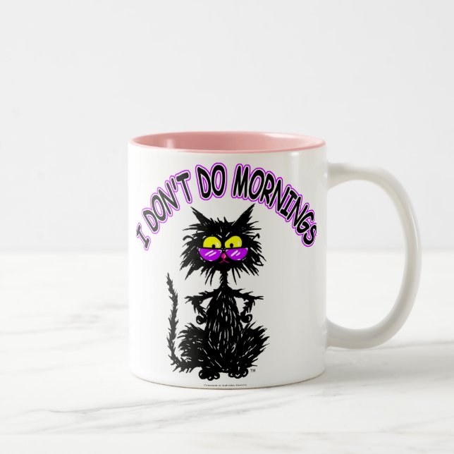 Tasse 2 Couleurs "Je des cadeaux de chat ne fais pas matins" (Droit)