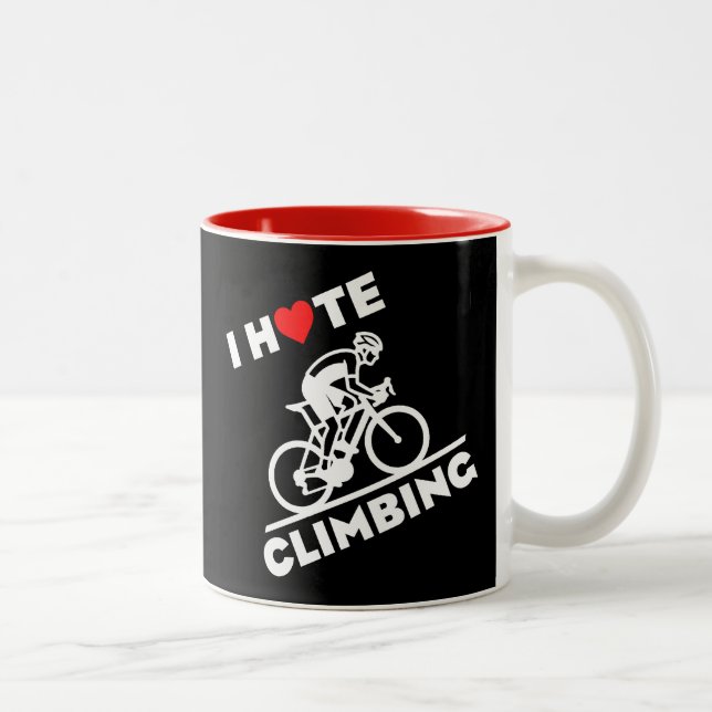 Tasse 2 Couleurs Je déteste le cyclisme en montée (Droit)