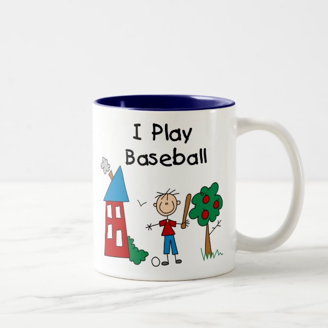Tasse 2 Couleurs Je joue au baseball (Droit)
