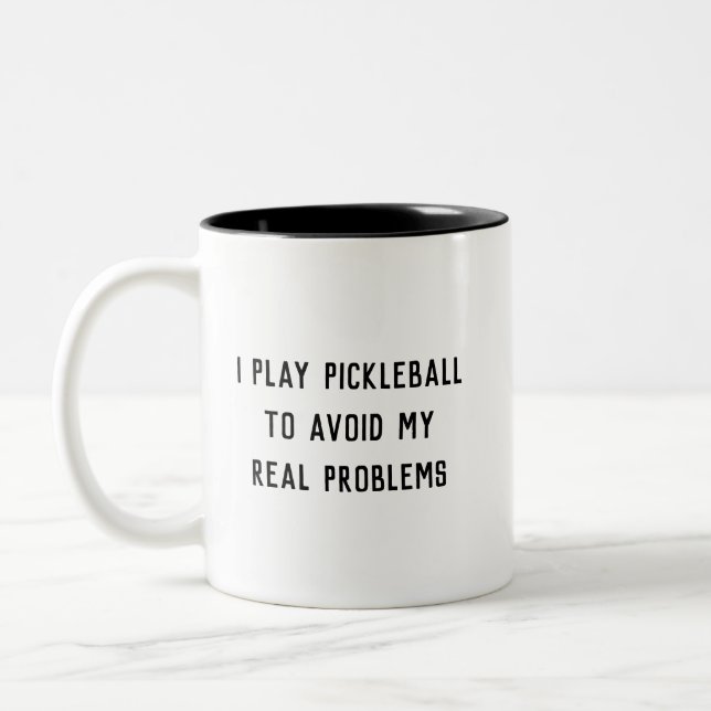 Tasse 2 Couleurs Je joue au Pickleball pour éviter mes problèmes (Gauche)