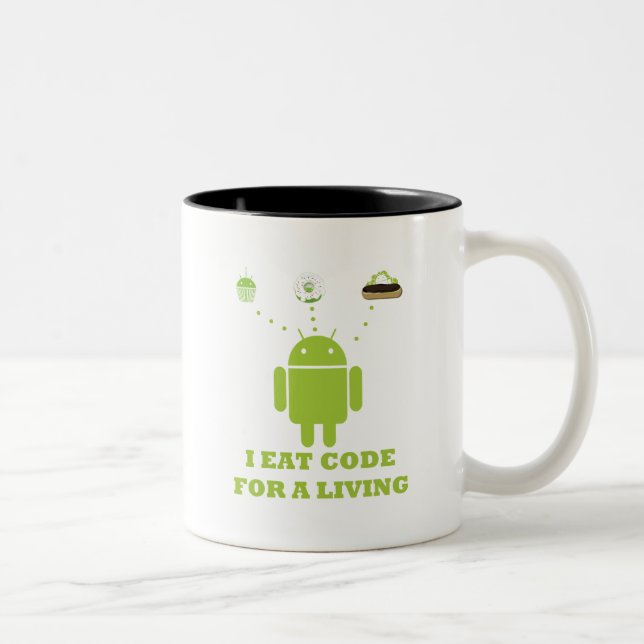 Tasse 2 Couleurs Je mange le code pour vivre (le promoteur) (Droit)