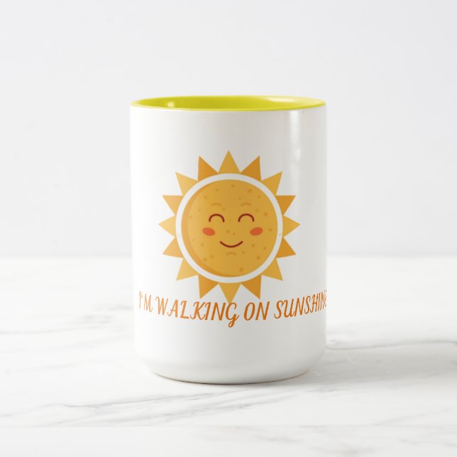 Tasse 2 Couleurs Je marche sur Sunshine deux ton (Centre)