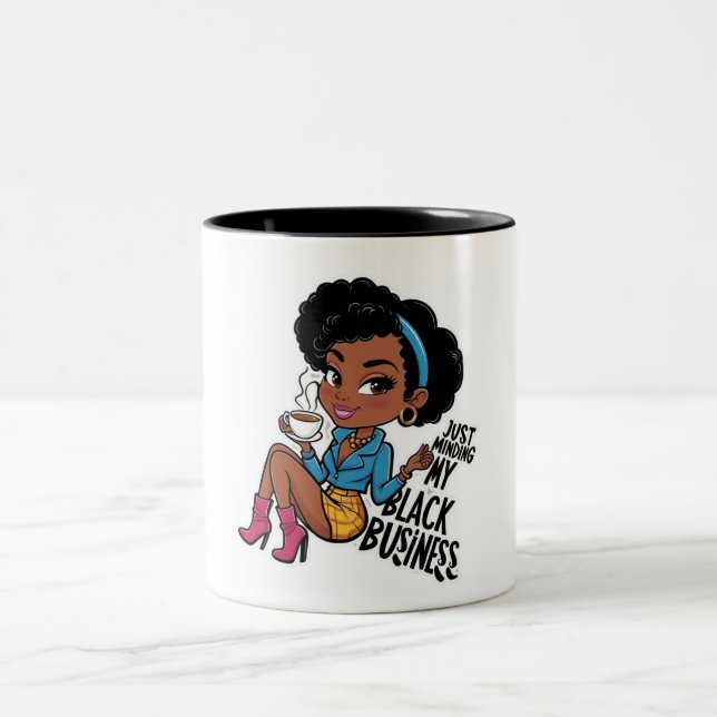 Tasse 2 Couleurs Je me fiche de mon entreprise noire (Centre)