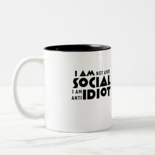Tasse 2 Couleurs Je ne suis pas anti-social, je suis anti-idiot Gee