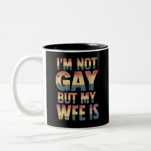 Tasse 2 Couleurs Je ne suis pas gay mais ma femme est Mariage de l'