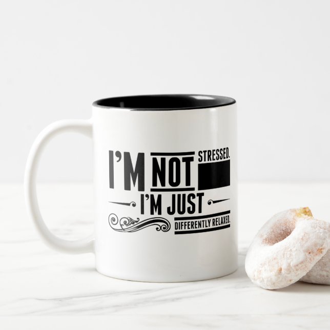 Tasse 2 Couleurs Je ne suis pas stressé (Avec donut)