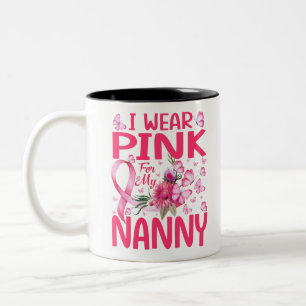 Tasse 2 Couleurs Je Porte Du Rose Pour Ma Nanny Papillon Cancer Du