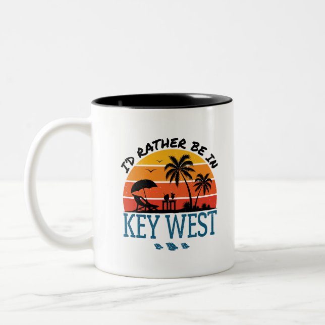 Tasse 2 Couleurs Je préférerais être dans Key West Florida Keys (Gauche)