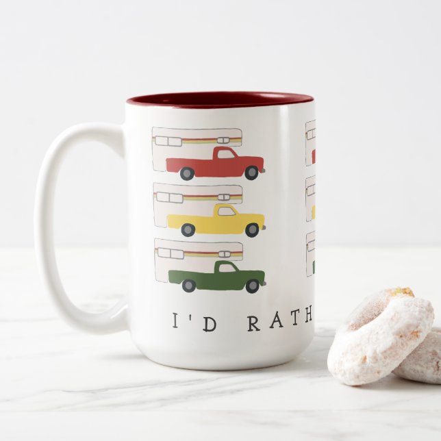 Tasse 2 Couleurs Je préférerais être RVing Motorhome Camping Campin (Avec donut)