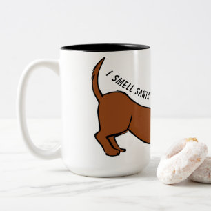 Tasse 2 Couleurs Je Sens Père Noël ! Dachshund Dessin-dessin café M