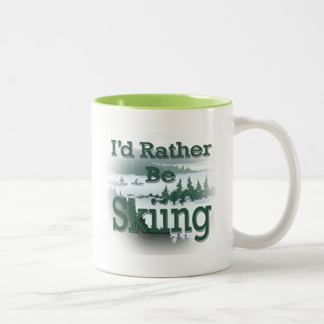 Tasse 2 Couleurs Je serais plutôt vert de ski (Droit)