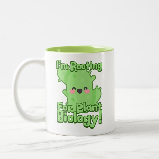 Tasse 2 Couleurs Je soutiens la biologie Plante ! Cute Cactus Pun (Gauche)