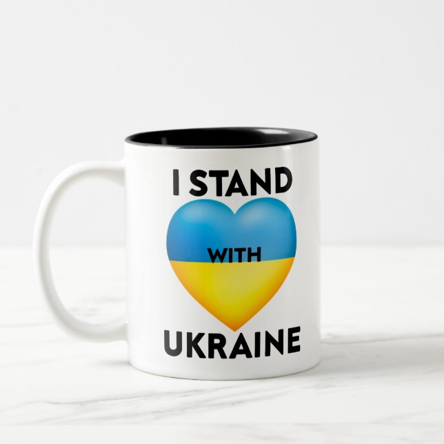 Tasse 2 Couleurs Je Suis Avec L'Ukraine, Nous Soutiendons L'Ukraine (Gauche)