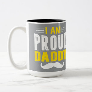 Tasse 2 Couleurs Je Suis Papa Fier Moustache Grise Typographique Ca