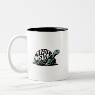 Tasse 2 Couleurs Je suis rapide à l'intérieur Humour de tortue drôl
