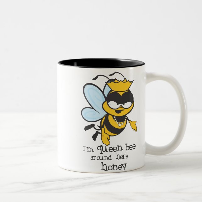 Tasse 2 Couleurs Je suis reine des abeilles autour ici de miel (Droit)
