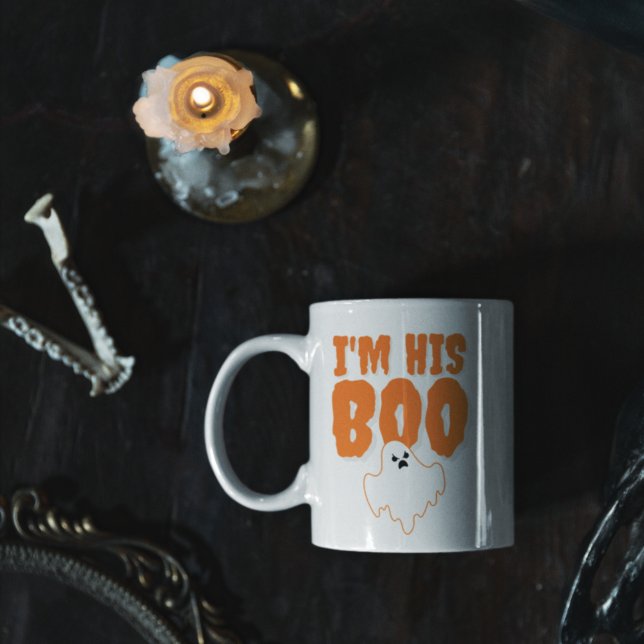 Tasse 2 Couleurs Je suis sa femme d'Halloween Fantôme de Boo (Créateur téléchargé)
