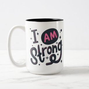 Tasse 2 Couleurs Je suis une conception de typographie motivante fo
