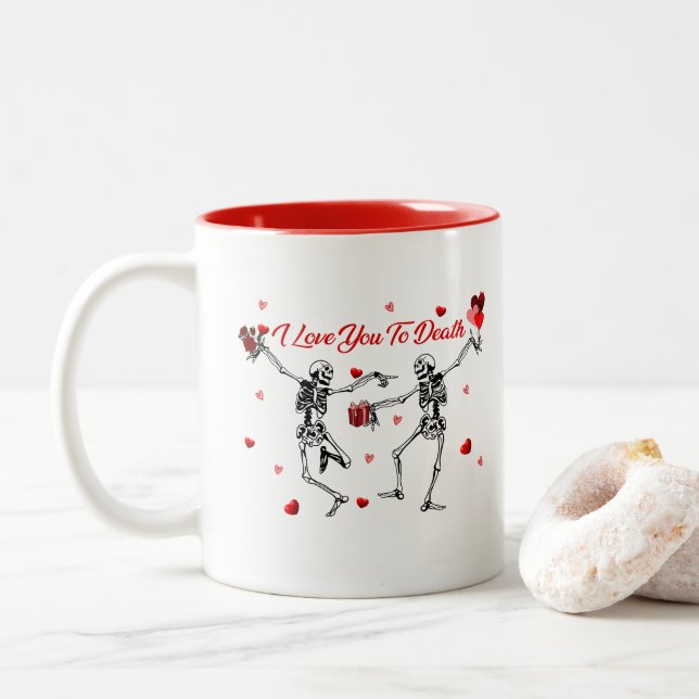 Tasse 2 Couleurs Je t'aime à mort (Avec donut)