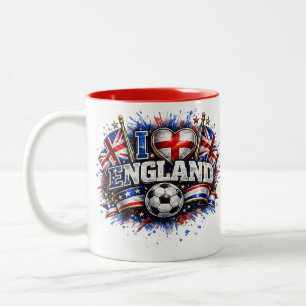 Tasse 2 Couleurs JE T'AIME Angleterre 2026 Fan de Foot