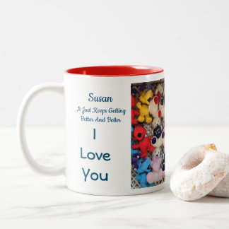 Tasse 2 Couleurs Je t'aime Anniversaire Personnalisé