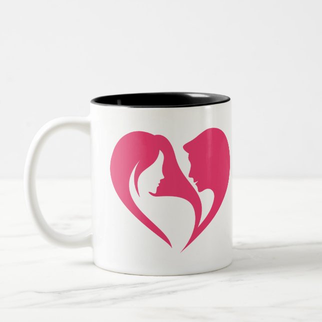 Tasse 2 Couleurs Je t'aime du coeur (Gauche)