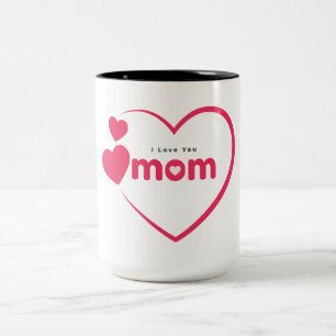 Tasse 2 Couleurs Je t'aime maman, cadeau de fête des mères, pour ma