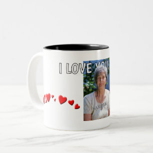 Tasse 2 Couleurs Je t'aime, Maman - Cœurs, Photo et Texte