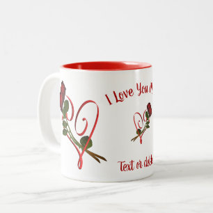 Tasse 2 Couleurs Je t'aime Maman Rouge Roses Coeur Personnalisé