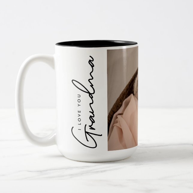 Tasse 2 Couleurs Je t'aime Mamie Photo de bébé (Gauche)