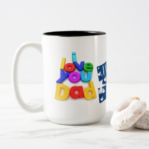 Tasse 2 Couleurs Je t'aime Papa Lettre 3D Colorée